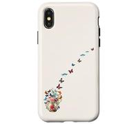 Mariposa voladora floral Mason Jar of Flowers Butterflies Art Carcasa para iPhone X/XS