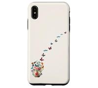 Mariposa voladora floral Mason Jar of Flowers Butterflies Art Carcasa para iPhone XS Max