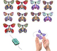 Mariposa Voladora Mágicas,Mariposas Magic,Flying Butterfly Toy,10pcs Mariposas Voladoras,con Cuerda Mágica Cuerda Rota,para Regalos de Cumpleaños,Educación Infantil,Regalos Sorpresa (Color Aleatorio)