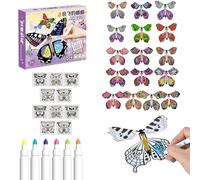 Mariposa voladora, mariposa mágica con pintura blanca - Juguete de mariposa hecho a mano Wind up Butterfly - Cartas voladoras mágicas de mariposa voladora para marcador colorido C