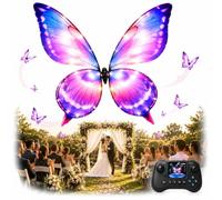 Mariposa voladora RC Decorativa con LED, alas realistas en Movimiento, Accesorio de Ambiente para Bodas y Eventos, Efecto aéreo Control Remoto 70 cm para Fiestas y Celebraciones(Colorful)
