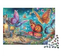 Mariposas 1000 Piezas Puzzle para Adultos Pueblo Fantástico Divertido, y Estimulante Puzzle para Adultos Descubre el Puzzle 100% Cartón Reciclado Juego Educativo Actividad Divertida para Casa 70