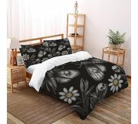 Mariposas Calaveras De Ropa De Cama para Horror Salvaje Insects Plants con Impresión En 3D, Juego De Funda para Edrojoón con Cremallera, Microfibra Funda Nordica con Fundas De Almohada Double（200x200