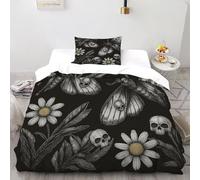 Mariposas Calaveras Juego De Funda para Edrojoón 2 Piezas 3D Impresa Horror Salvaje Insects Plants con Cremallera Y Funda De Almohada Single（135x200cm） 100% Microfibra Juego De Cama para