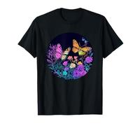 Mariposas coloridas con flores brillantes Camiseta