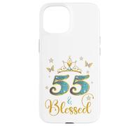 Mariposas Corona de 55 años y bendecidas para 55 años Carcasa para iPhone 15