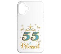 Mariposas Corona de 55 años y bendecidas para 55 años Carcasa para iPhone 16 Plus