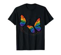 Mariposas cromáticas cruzando Arco Iris alas Vector Art Look Camiseta