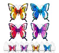 Mariposas de metal para decoración al aire libre | 4 piezas de decoración rústica colorida