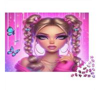 Mariposas de niña Rosa Puzzles 1000 Piezas Papel Reciclado para Adultos Puzzle para Adultos Juego Familiar Divertido y desafiante Excelente Idea de Regalo Partir de 12 años 70x50cm/1000pcs