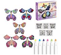 Mariposas de pintura blanca mágica, juguetes de para montar - Tarjeta de juguete de enrollada alimentada por elástico | voladora mágica de , juguetes de resorte y