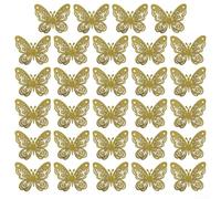 Mariposas de PVC bellamente elaboradas, una colección de 24 pegatinas decorativas de pared para mejorar el ambiente de tu hogar o evento (dorado)