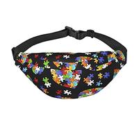 Mariposas doradas y blancas negras adecuadas para deportes, correr, viajar, al aire libre, riñonera unisex para hombres y mujeres, Rompecabezas de concienciación sobre el autismo en forma de corazón,