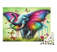 Mariposas Elefantes arcoíris Puzzles 1000 Piezas Papel Reciclado para Adultos Puzzle para Adultos Juego Educativo con desafío Excelente Idea de Regalo para Hombres y Mujeres 38x26cm/1000pcs