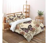 Mariposas Flores_2 Funda Nórdica Algodon 3 Piezas 3D Impresa Elegant Field Life con Cremallera Y Funda De Almohada Double（200x200cm） Microfibra Ropa De Cama para Adultos Y Niñas