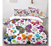 Mariposas Funda Nordica 200X135 Microfibra Suave Fundas Nordicas Juveniles Impresión 3D Funda Nordica Cama 90 Infantil Niña 135X200 Cm con 2 Fundas De Almohada De 40X75Cm