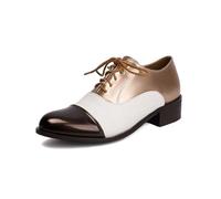 Mariposas retro Mary Jane para mujer Richelieu mujer estilo vintage brogues con cordones tacón bajo zapatos de derby zapatos vestidos ciudad gran tamaño para oficina traje boda, marrón, 40 EU