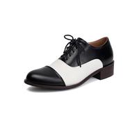 Mariposas retro Mary Jane para mujer Richelieu mujer estilo vintage brogues con cordones tacón bajo zapatos de derby zapatos vestidos ciudad gran tamaño para oficina traje boda, negro, 38 EU