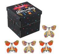 Mariposas Voladoras Explosión Caja, Caja de Explosión, caja Sorpresa, sorpresa cumpleaños con tarjeta de felicitación y lazo para amigos y familia
