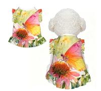 Mariposas y flores silvestres M Ropa para mascotas para perros pequeños, lindo traje de verano para cachorros, ropa suave y transpirable para mascotas para gatos