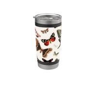 Mariposas y polillas - Diseño artístico de historia natural Vaso térmico de acero inoxidable de doble pared