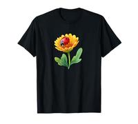 Mariquita afortunada Flor Amarilla jardín estética Camiseta