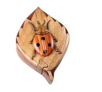 Mariquita - Caja de rompecabezas secreta de madera con intarsia - Hecha a mano con maderas ex ticas naturales