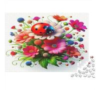 Mariquita Flores Coloridas Puzzle de 1000 Piezas Puzzle para Adultos Papel Decoración Hogar Relajante Familiar Enfoque Regalo 70x50cm/1000pcs