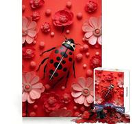 Mariquita Vibrante Entre Flores Rojas Arte de la Naturaleza Rompecabezas de 1000 Piezas para Adolescentes Fortalece la Memoria Escapada Relajante Corte Fino Sorpresa Festiva (50x75cm)
