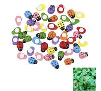 Mariquitas de Madera,100 Piezas Amuletos la Suerte de Mariquita,Mariquitas decorativas de Colores,Etiqueta engomada Escarabajo,Mariquitas Decorativas para Manualidades de Bricolaje