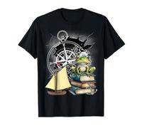 Maritim Niños Niño Niña Niño Rana Bote Brújula Viaje Camiseta