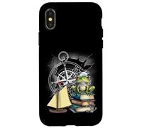 Maritim Niños Niño Niña Niño Rana Bote Brújula Viaje Carcasa para iPhone X/XS