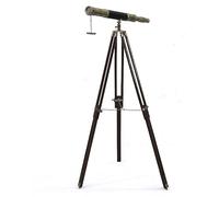 Maritime Vintage Brass Royal Telescopes Brown - Trípode ajustable de pie náutico de latón antiguo con soporte de madera de cuero negro, telescopio para regalo, decoración de barco de vela