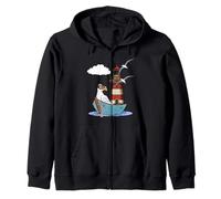 marítimo gaviotas gaviota barco marineros barco faro Sudadera con Capucha
