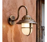 Marítimo Luz Exterior Latón Vidrio Estriado IP64 Pared Lámpara Farola Balcón Hof