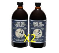 Marius Fabre Savon de Marseille - Jabón negro con aceite de oliva (1 L, 2 botellas de 1 L)