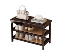 MARIYCH Banco de Almacenamiento de Entrada, Zapatero de Madera Maciza de 3 Niveles, Estilo Granja, para Sala de Estar, Dormitorio, marrón