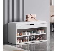 MARIYCH - Banco de almacenamiento de zapatos con tapa abatible, zapatero de madera de 2 niveles para entrada, dormitorio, sala de estar y pasillo, solución de organización