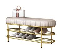MARIYCH - Banco de almacenamiento de zapatos de entrada con cojín de piel sintética, organizador de zapatos de metal de 3 niveles para pasillo, sala de estar, dormitorio, solución de calzado elegante