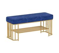 MARIYCH - Banco de almacenamiento de zapatos de terciopelo - Organizador de zapatos de 2 niveles, elegante banco de pasillo para pequeño espacio de entrada, solución funcional de almacenamiento de