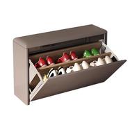 MARIYCH Banco de Almacenamiento de Zapatos, Zapatero, Organizador de Zapatos para Entrada, Banco con Puerta, Asiento tapizado de Cuero, Marco de Madera Maciza, para Dormitorio y Sala de Estar