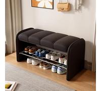 MARIYCH - Banco tapizado para zapatos de 2 niveles con asiento de piel sintética, elegante marco de madera, otomana de almacenamiento para dormitorio y pasillo