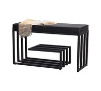MARIYCH - Banco zapatero 2 en 1, moderno tapizado de piel sintética, estantes de metal, elegante banco de extremo de cama para pasillo, sala de estar, dormitorio