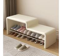 MARIYCH - Banco zapatero de 2 niveles | Organizador de almacenamiento tapizado de piel sintética para entrada | Marco de metal para dormitorio y sala de estar | Elegante estante para zapatos de puerta