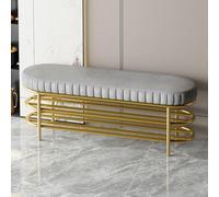 MARIYCH - Banco zapatero de 3 niveles con cojín, elegante organizador de zapatos de entrada con marco de metal dorado, almacenamiento perfecto para dormitorio, armario, sala de estar, pasillo