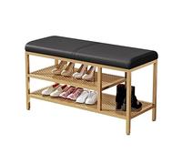 MARIYCH - Banco zapatero de entrada con marco dorado, organizador de almacenamiento tapizado de piel sintética con asiento para pasillo, sala de estar, dormitorio, elegante solución de almacenamiento