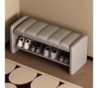 MARIYCH Banco Zapatero de Entrada de 2 Niveles, Banco Organizador de Almacenamiento para Pasillo con Asiento de Cuero sintético, Estructura de Metal, para Dormitorio y Sala de Estar