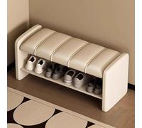 MARIYCH Banco Zapatero de Entrada de 2 Niveles, Banco Organizador de Almacenamiento para Pasillo con Asiento de Cuero sintético, Estructura de Metal, para Dormitorio y Sala de Estar