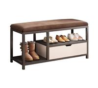 MARIYCH - Banco zapatero de metal de 2 niveles con cajón, organizador de zapatos resistente para entrada, dormitorio, sala de estar, balcón, solución de almacenamiento elegante