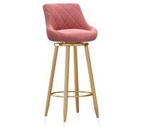 MARIYCH Juego de 1 Taburete de Bar, cómodas sillas de Bar con Respaldo y reposapiés de Metal Dorado, Silla de Isla tapizada a la Altura del mostrador para Cocina, Bar, Restaurante, Rosa, 75 cm